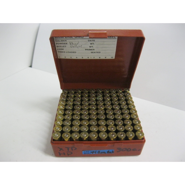 RELOADED|VARIOUS BRANDS .44REM MAG|1X100 CARTRIDGES IN CASE
