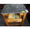 Image 3 : MARBLE TOP WOOD TABLE W/2 SHELVES