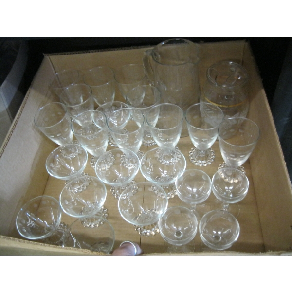 BOX OF DECORATIVE WINE GLASSES