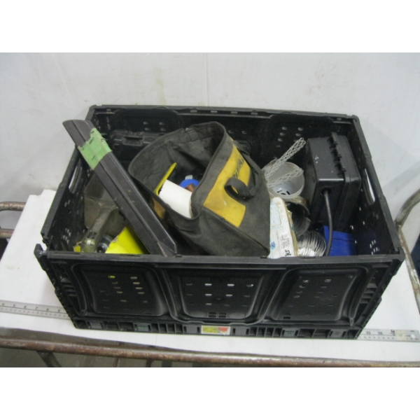 PLASTIC CASE W/ASST. FITTINGS, SCOOP, ELECTRICAL, ETC.