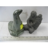 Image 1 : STONE CARVED SEAL & INUIT W/CHILD CARVING