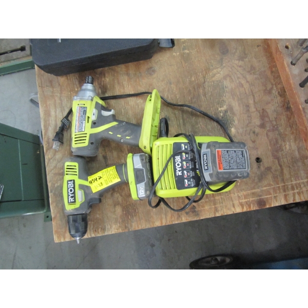 RYOBI DRILL & DRIVER W/2 BATTERIES & CHARGER