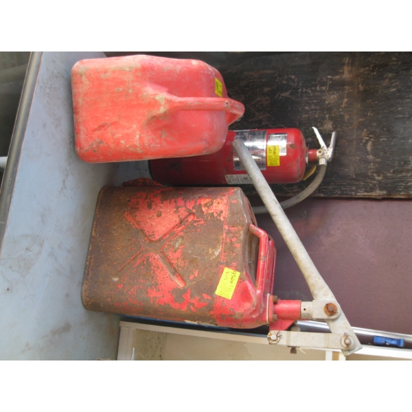 FIRE EXTINGUISHER & 2 FUEL CANS