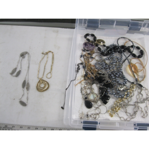 PLASTIC BIN OF COSTUME JEWELLERY