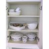 Image 1 : CUPBOARD W/ASST. CUTLERY, LIDDED SERVING POTS, ETC.
