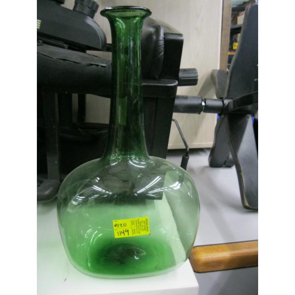 LG. GREEN GLASS VASE