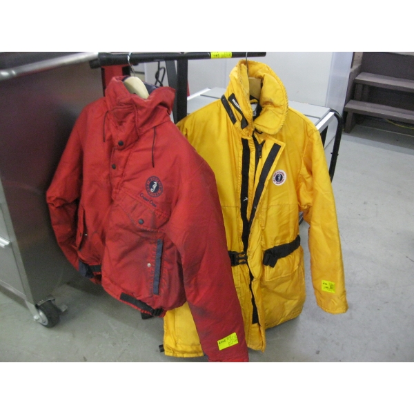 1 FLOAT JACKET BY MUSTANG & 1 RED CRUISER CLASS SURVIVAL JACKET