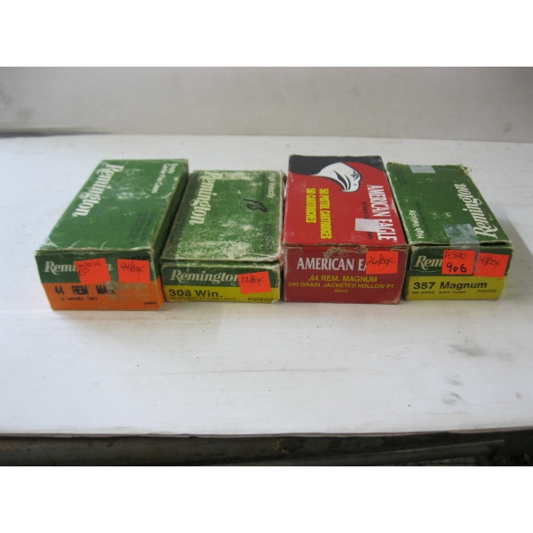 4 PART BOXES OF RIFLE & PISTOL CARTRIDGES|1X44, 1X12, 1X26, 1X14