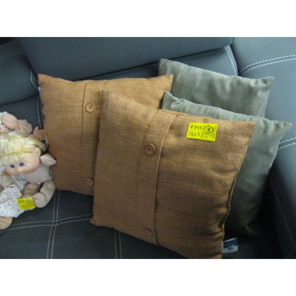 2 BROWN & 2 GREEN CUSHIONS