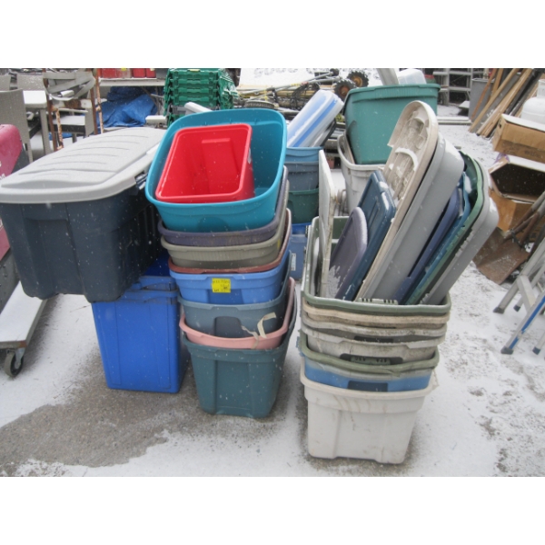 LG. LOT OF PLASTIC STORAGE BINS