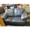 Image 6 : BLACK LEATHER LOOK COUCH & LOVE SEAT - COUCH HAS SOME DAMAGE