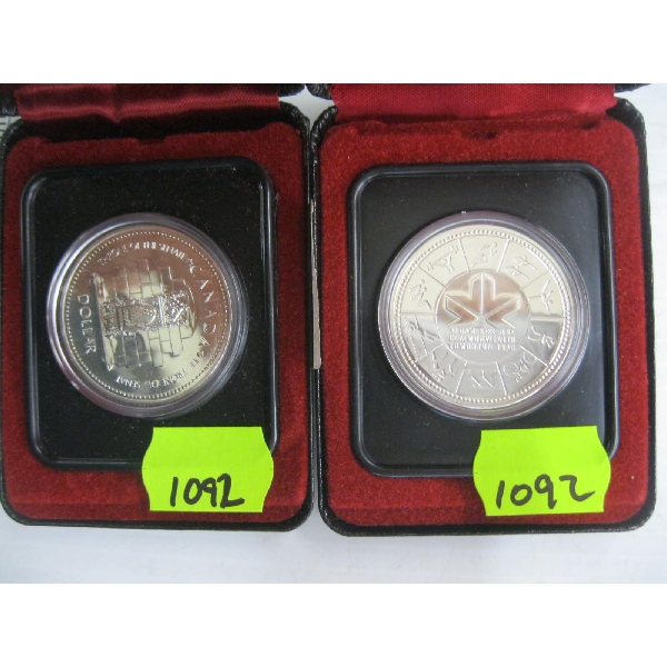 1977 & 1978 CANADIAN $1 COINS - CASED, 50% SILVER