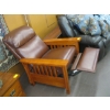 Image 2 : WOOD FRAMED LEATHER LOOK RECLINER