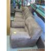 Image 1 : BROWN LEATHER LOOK SOFA & CHAIR - SOME BURN HOLES