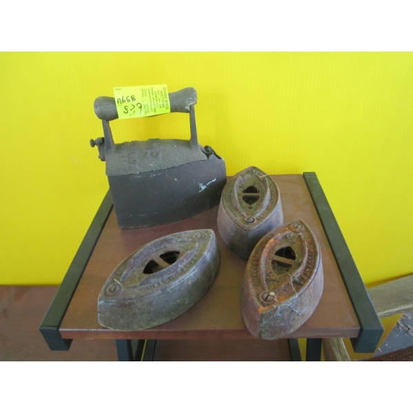 3 - SAD IRONS & A HANDLED IRON