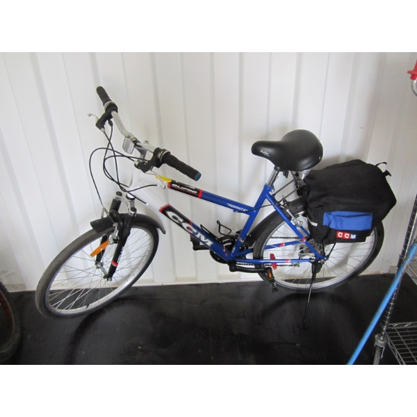 CCM ELLIPSE FRONT SUSPENSION MOUNTAIN BIKE W/PANNIER BAGS