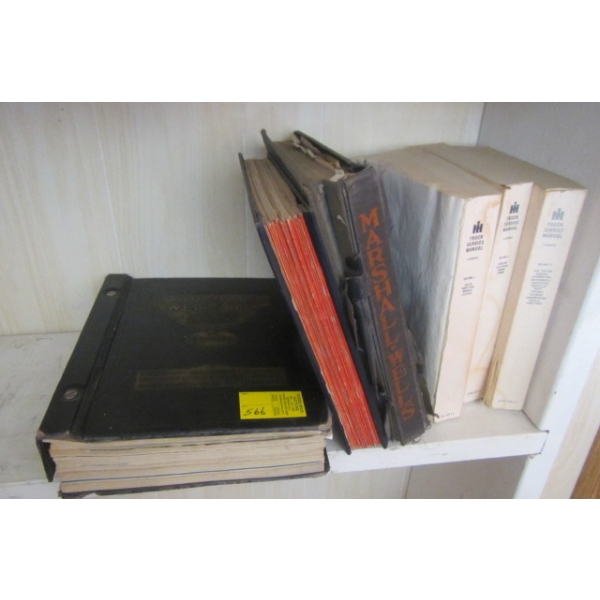 SHELF OF ASST'D MARSHALL WELLS CATALOGUES, SERVICE MANUALS, ETC.