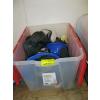 Image 1 : BIN OF MISC. BREATHER MASKS, KNEEPADS, HARDHATS, ETC.