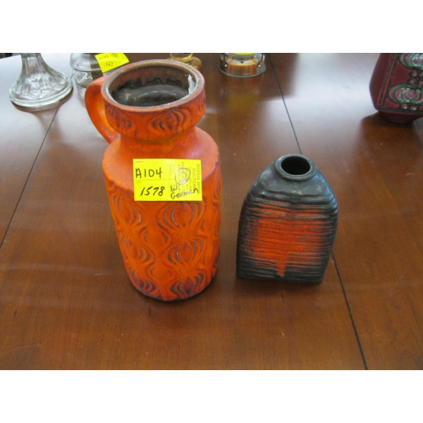 2 WEST GERMAN MCM POTTERY VASES