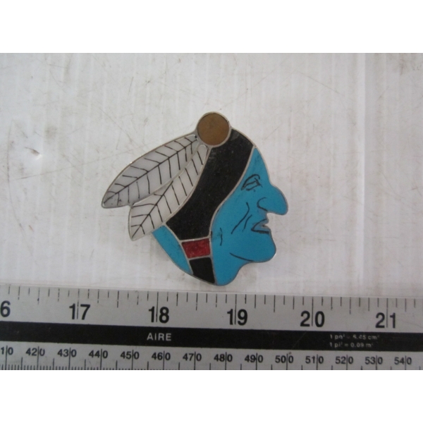 SIGNED CONE, 1990, STERLING SILVER NATIVE HEAD NAVAJO BELT BUCKLE