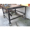 Image 2 : HEAVY DUTY STEEL TOP WELDING TABLE ON CASTORS, APPROX. 55"X48"