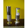 Image 1 : 2 BRUTALIST METAL LATHE VASES