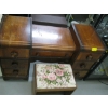 Image 3 : WATERFALL 1940s DRESSER W/ROUND MIRROR & STOOL