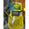 Image 2 : MOP BUCKET W/SQUEEGEE, MOP & RUBBERMAID GARBAGE CAN