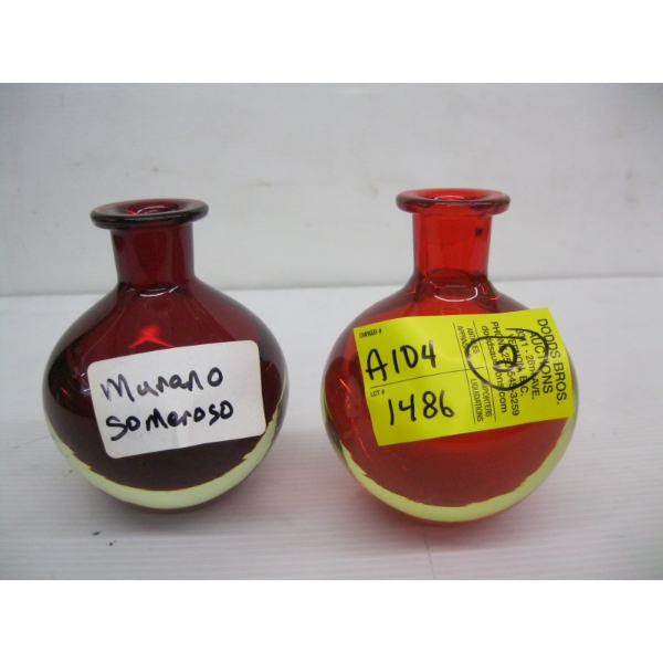 2 MURANO SAMOSO GLASS VASES