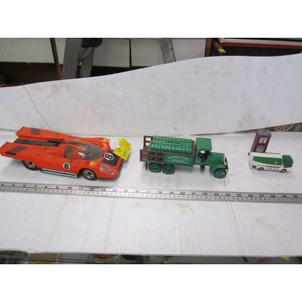 3 VARIOUS VEHICLES - SHELL RACECAR - NO REMOTE, ETC.