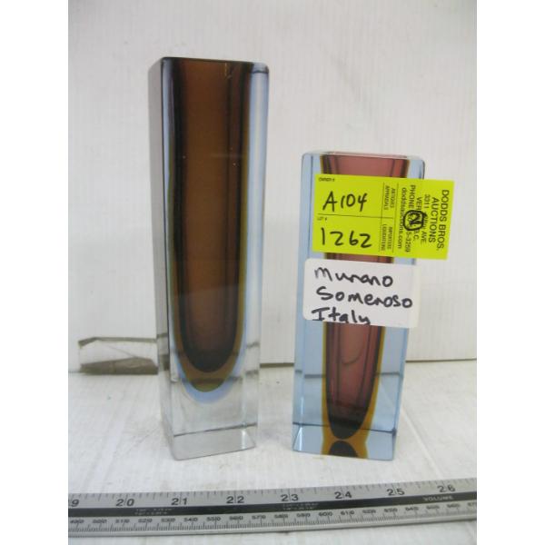 2 MURANO SOMMERSO ITALIAN GLASS VASES