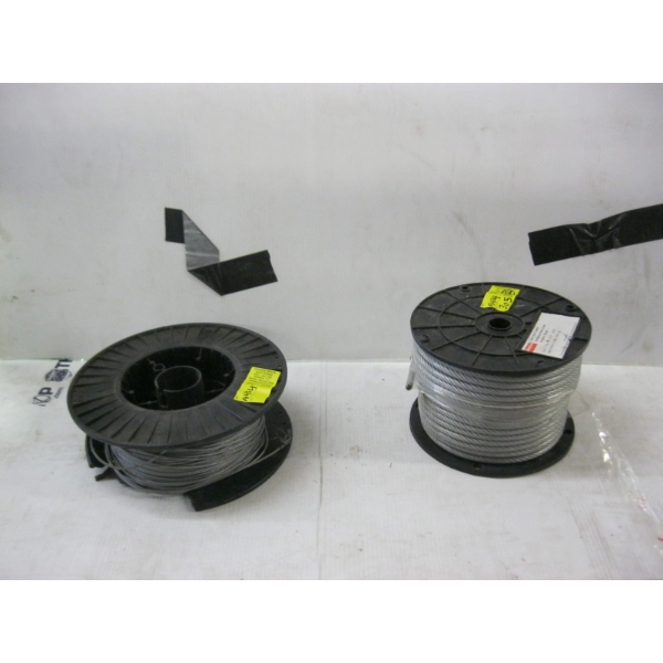 ROLL OF CLEAR VINYL COATED GALVANIZED STEEL CABLE & ROLL OF SM. CABLE