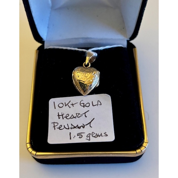 10KT GOLD HEART PENDANT, 1.5G