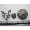 Image 2 : 3 SILVER PIECES - BELT SLIDE ON, EAGLE PIN, ETC.