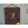 Image 1 : VINTAGE FOLK ART PAPER MACHE MONK RELIEF SET WITHIN ARTS & CRAFTS STYLE WOOD FRAME