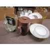 Image 3 : 2 FLATS OF CORNING WARE & GOLD RIM GLASSES