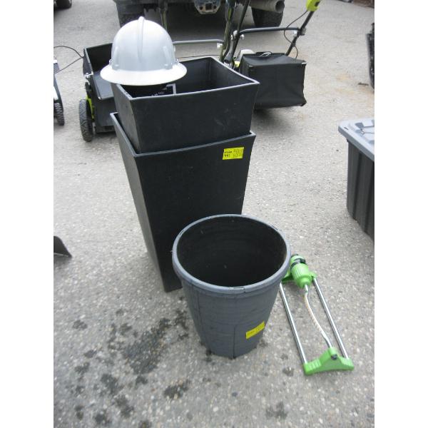 2 - LG PLANTERS, SMALLER PLANTERS, SPRINKLER, ETC.