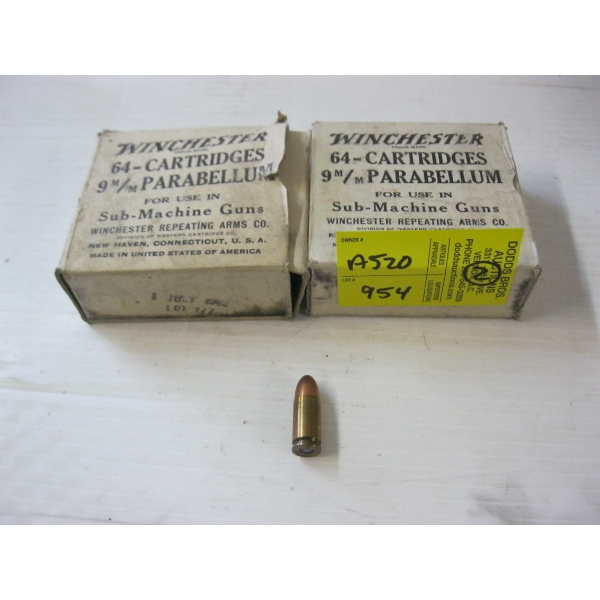 2 BOXES OF WINCHESTER 9MM  PARABELLUM|2X64 CARTRIDGES