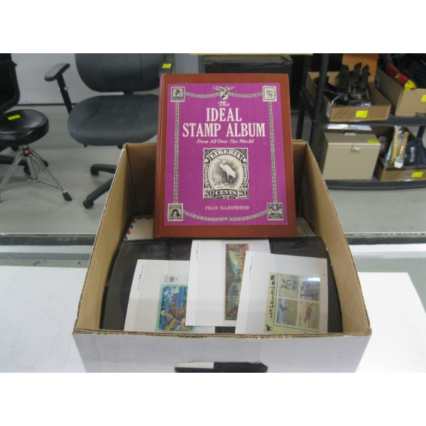 LG. BOX OF ASST. STAMPS & STAMP ALBUMS