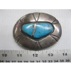 Image 1 : NAVAJO SILVER BELT BUCKLE W/TURQUOISE STONE