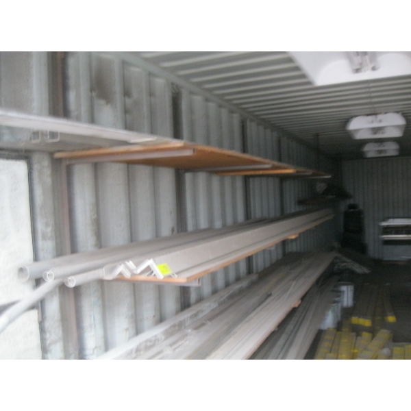 2 SHELVES OF MISC. ALUMINUM, ANGLE IRON, TUBING, ETC.