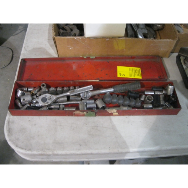 LOT OF 1/4" DRIVE SOCKETS, RATCHETS, ETC.