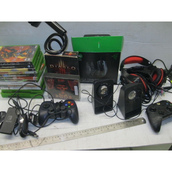 MISC. XBOX GAMES, HEADPHONES, CONTROLLERS, SPEAKERS, ETC.