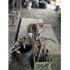 Image 1 : 2 ALUMINUM HANDLE SCYTHES, WOODEN SCYTHES, PIPE CUTTER, VINTAGE BIKE PUMPS