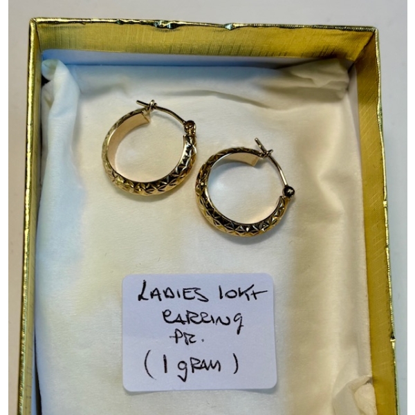 LADIES 10KT EARRINGS, 1G