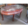 Image 1 : HEAVILY CARVED ASIAN LOOK GLASS TOP COFFEE TABLE