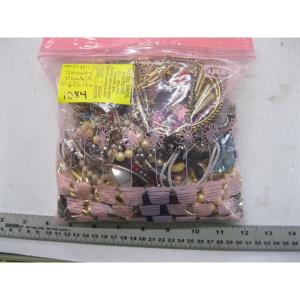 LG. BAG OF MISC. JEWELLERY, PARTS, ETC.