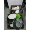 Image 1 : 2 BOXES OF MISC. POTS, PANS, BLENDER, ELECTRIC GRILL, ETC.