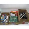 Image 1 : 3 BOXES OF MISC. OFFICE SUPPLIES, GAMES, HANGERS, ETC.