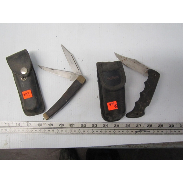 KERSHAW FOLDING KNIFE W/SHEATH & PREMIER KNIFE W/SHEATH